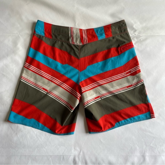 Patagonia Vibrant Red and Teal Board Shorts for Men - Picture 2 of 9